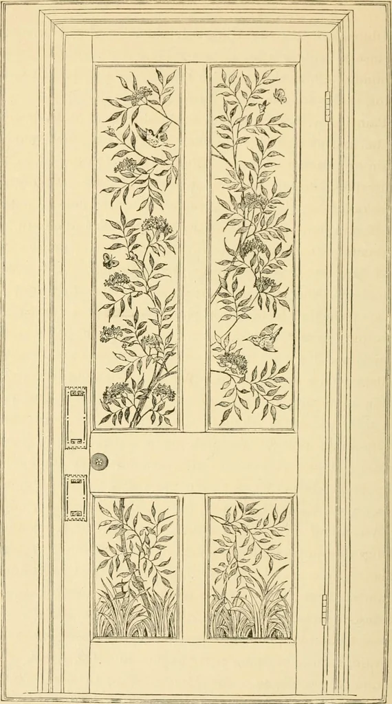 An illustration from Woman’s handiwork in modern homes, by Constance Cary Harrison; with numerous illustrations and five colored plates from designs by Samuel Colman, Rosina Emmet, George Gibson, and others, 1881, leaf 225