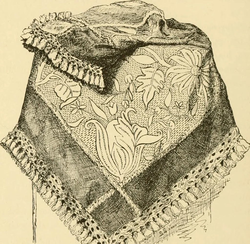 An illustration from Woman’s handiwork in modern homes, by Constance Cary Harrison; with numerous illustrations and five colored plates from designs by Samuel Colman, Rosina Emmet, George Gibson, and others, 1881, leaf 45