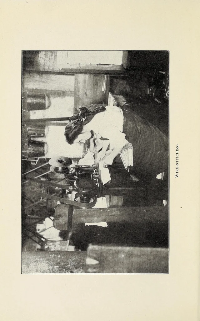 An illustration from Women in the bookbinding trade, 1913, leaf 8
