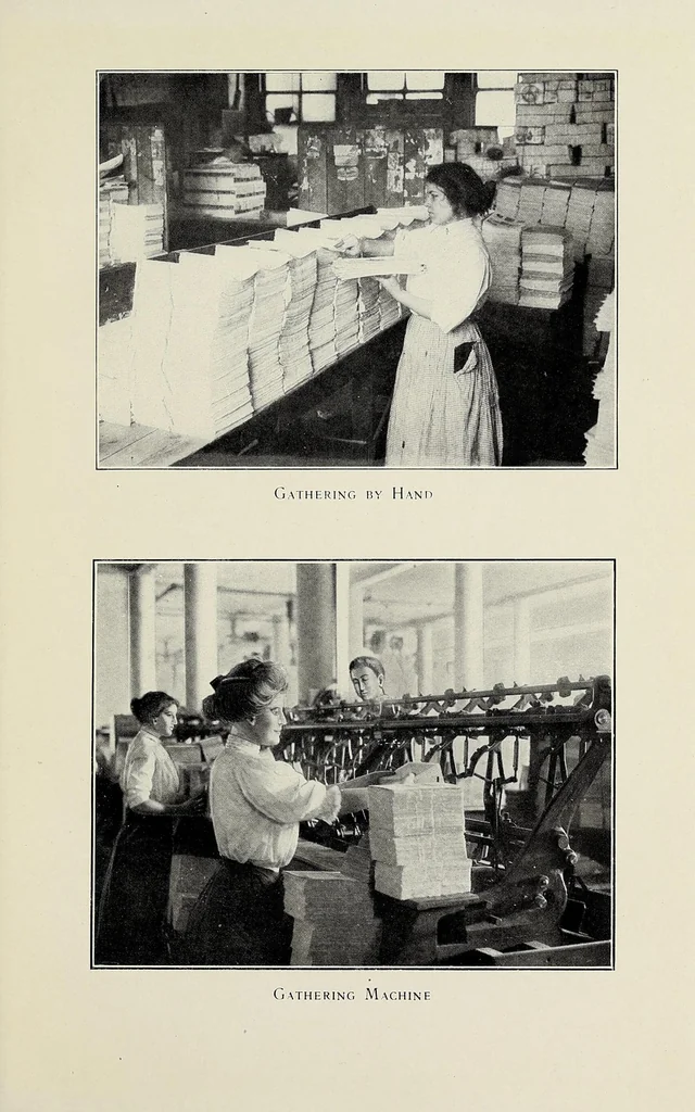 An illustration from Women in the bookbinding trade, 1913, leaf 87