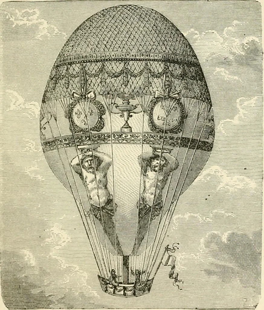 An illustration from Wonderful ballon ascents : or, The conquest of the skies. A history of balloons and balloon voyages, 1870, leaf 106