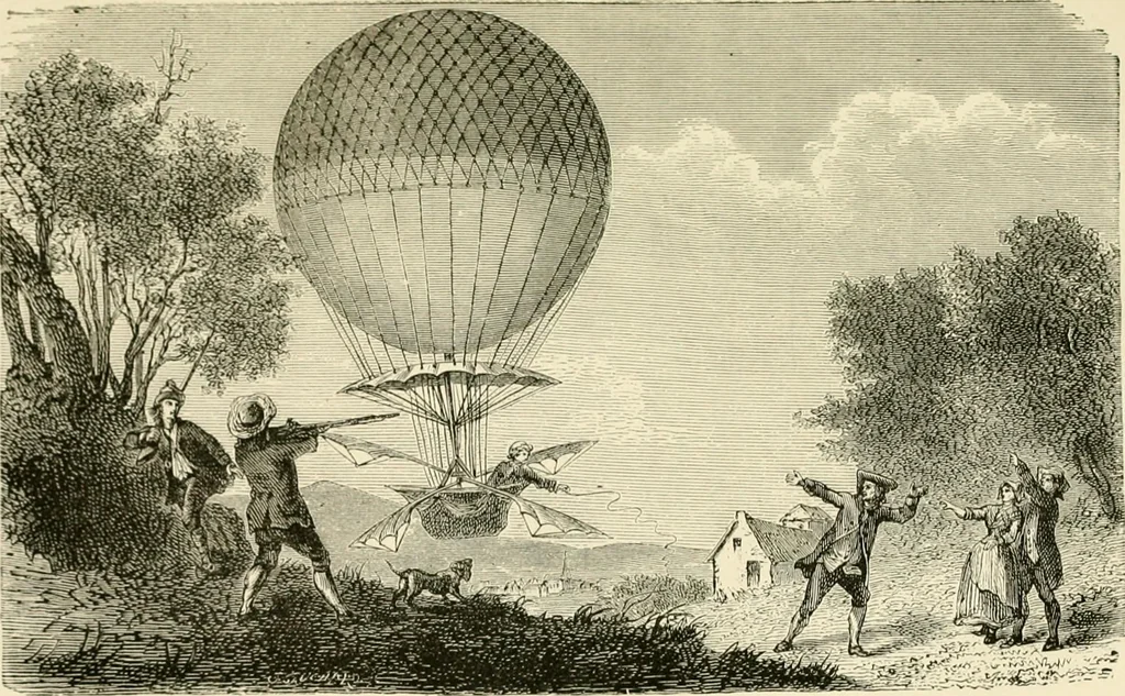 An illustration from Wonderful ballon ascents : or, The conquest of the skies. A history of balloons and balloon voyages, 1870, leaf 124