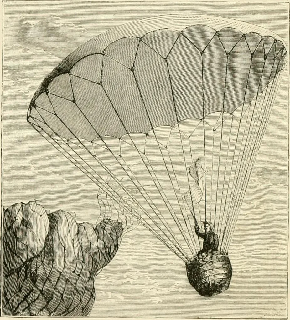 An illustration from Wonderful ballon ascents : or, The conquest of the skies. A history of balloons and balloon voyages, 1870, leaf 47