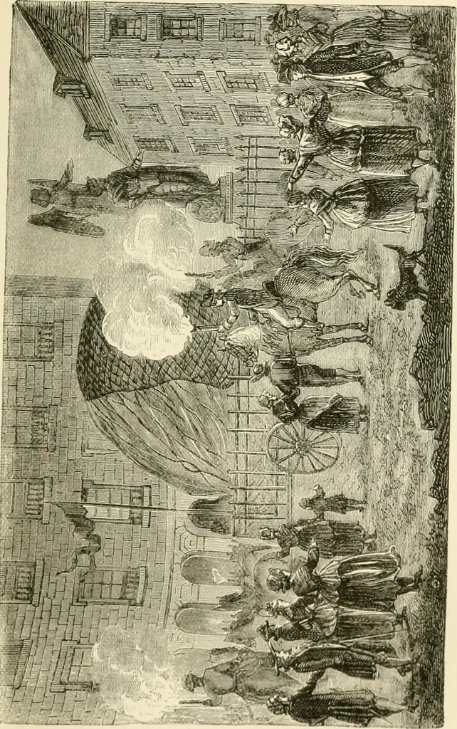 An illustration from Wonderful ballon ascents : or, The conquest of the skies. A history of balloons and balloon voyages, 1870, leaf 54