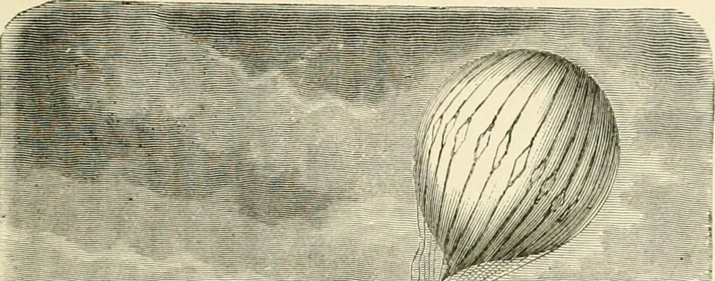 An illustration from Wonderful ballon ascents : or, The conquest of the skies. A history of balloons and balloon voyages, 1870, leaf 56