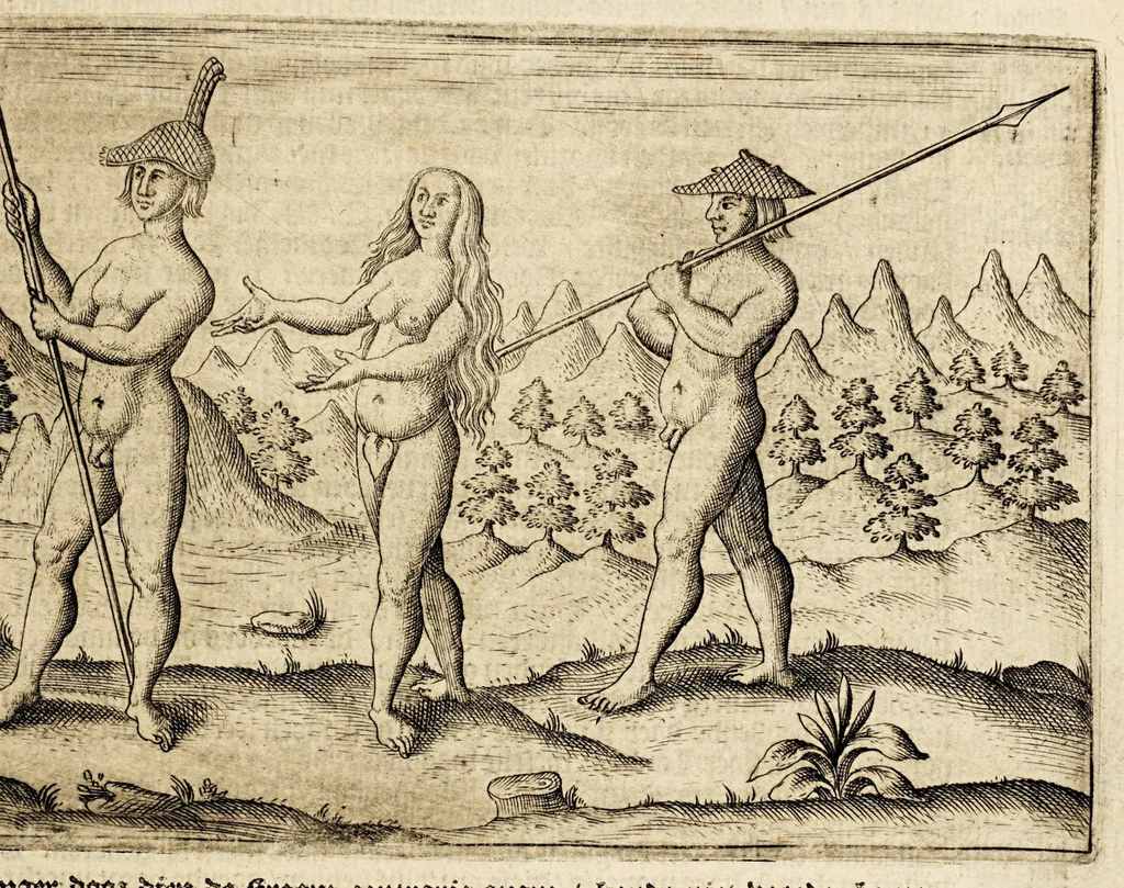 An illustration from Wonderlijcke voyagie, by de Hollanders ghedaen, door de Strate Magalanes, ende voorts den gantschen kloot des aerdtbodems om, met vier schepen : onder den Admirael Olivier van Noort, van Utrecht, uytgevaren anno 1598, 1649, leaf 23