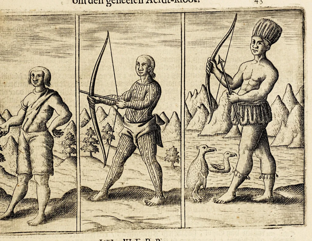 An illustration from Wonderlijcke voyagie, by de Hollanders ghedaen, door de Strate Magalanes, ende voorts den gantschen kloot des aerdtbodems om, met vier schepen : onder den Admirael Olivier van Noort, van Utrecht, uytgevaren anno 1598, 1649, leaf 51