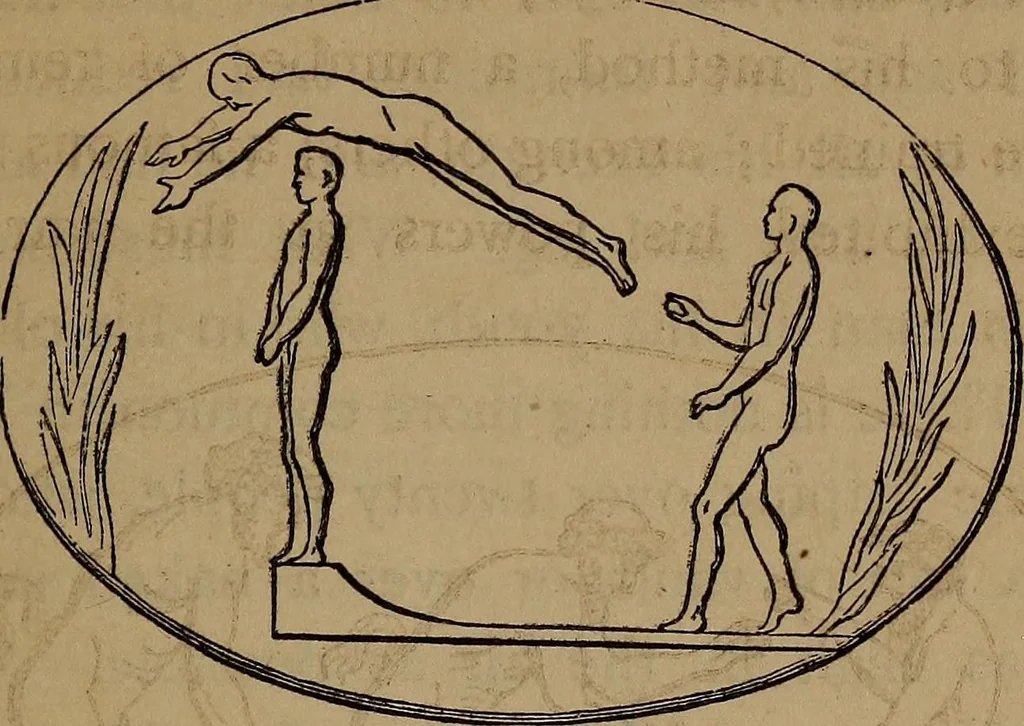An illustration from Wonders of bodily strength and skill : in all ages and all countries, 1873, leaf 154