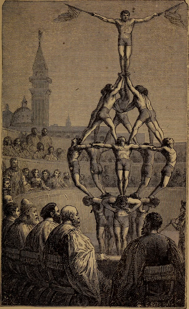 An illustration from Wonders of bodily strength and skill : in all ages and all countries, 1873, leaf 90