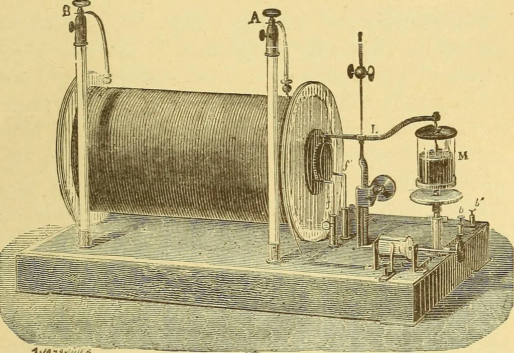 An illustration from Wonders of electricity, 1872, leaf 202