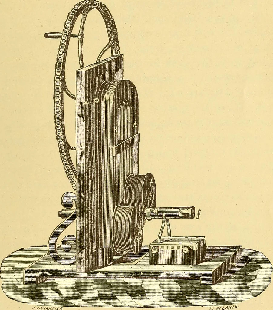 An illustration from Wonders of electricity, 1872, leaf 222