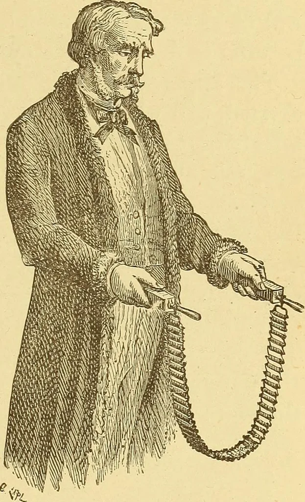 An illustration from Wonders of electricity, 1872, leaf 232