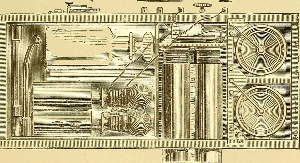 An illustration from Wonders of electricity, 1872, leaf 232