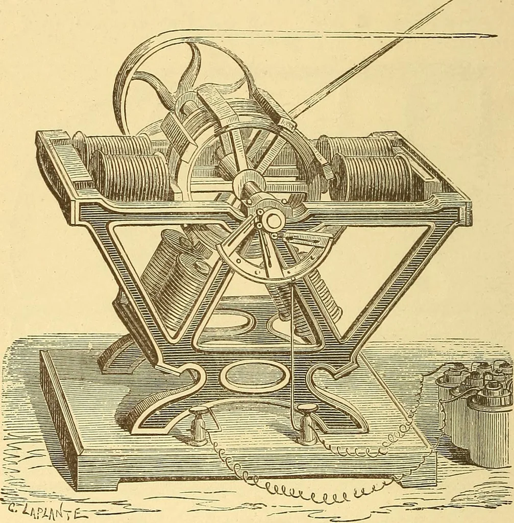 An illustration from Wonders of electricity, 1872, leaf 243