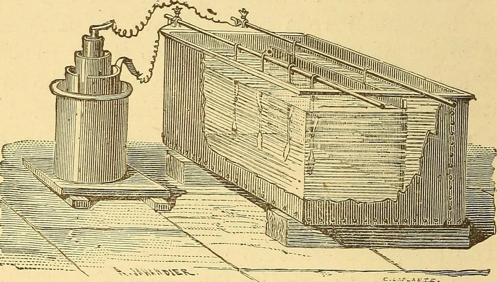 An illustration from Wonders of electricity, 1872, leaf 321