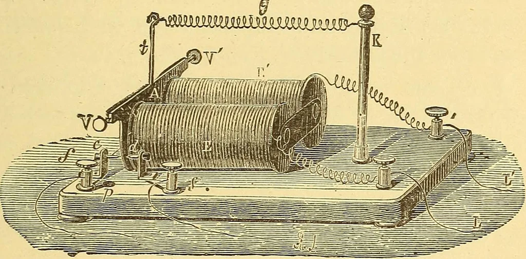An illustration from Wonders of electricity, 1872, leaf 48