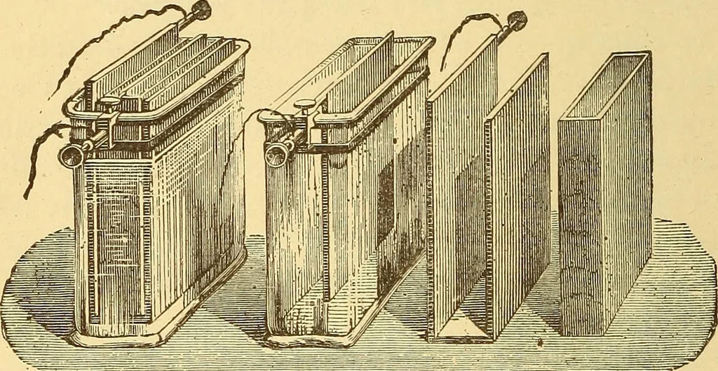 An illustration from Wonders of electricity, 1872, leaf 79