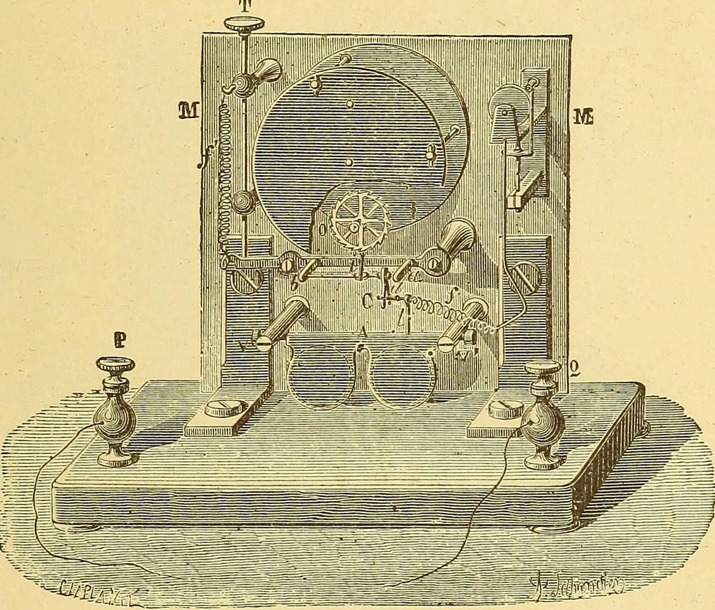 An illustration from Wonders of electricity, 1872, leaf 92