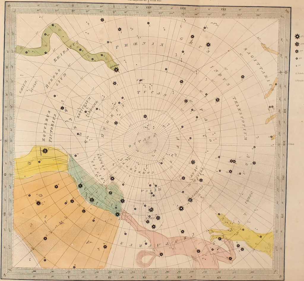 An illustration from The wonders of the heavens, being a popular view of astronomy, including a full illustration of the mechanism of the heavens; embracing the sun, moon, and stars, with descriptions of the planets, comets, fixed stars, double stars, the constellations, the galaxy, or milky-way, the zodiacal light, aurora borealis, or norhtern lights, meteors, clouds, falling stars, aërolites, &c, 1837, leaf 54