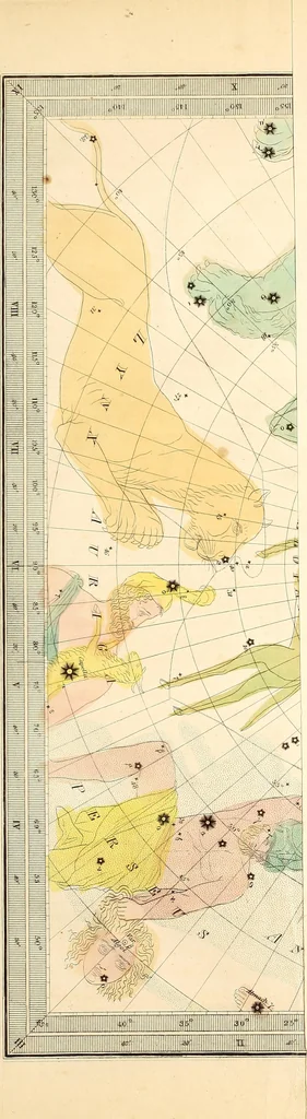 An illustration from The wonders of the heavens, being a popular view of astronomy, including a full illustration of the mechanism of the heavens; embracing the sun, moon, and stars, with descriptions of the planets, comets, fixed stars, double stars, the constellations, the galaxy, or milky-way, the zodiacal light, aurora borealis, or norhtern lights, meteors, clouds, falling stars, aërolites, &c, 1837, leaf 56