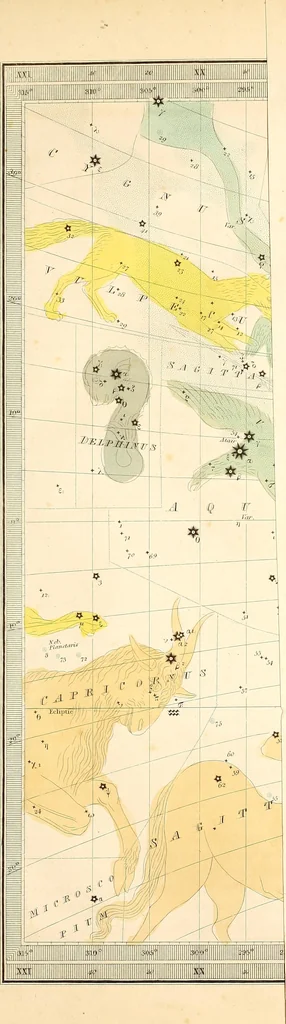 An illustration from The wonders of the heavens, being a popular view of astronomy, including a full illustration of the mechanism of the heavens; embracing the sun, moon, and stars, with descriptions of the planets, comets, fixed stars, double stars, the constellations, the galaxy, or milky-way, the zodiacal light, aurora borealis, or norhtern lights, meteors, clouds, falling stars, aërolites, &c, 1837, leaf 72