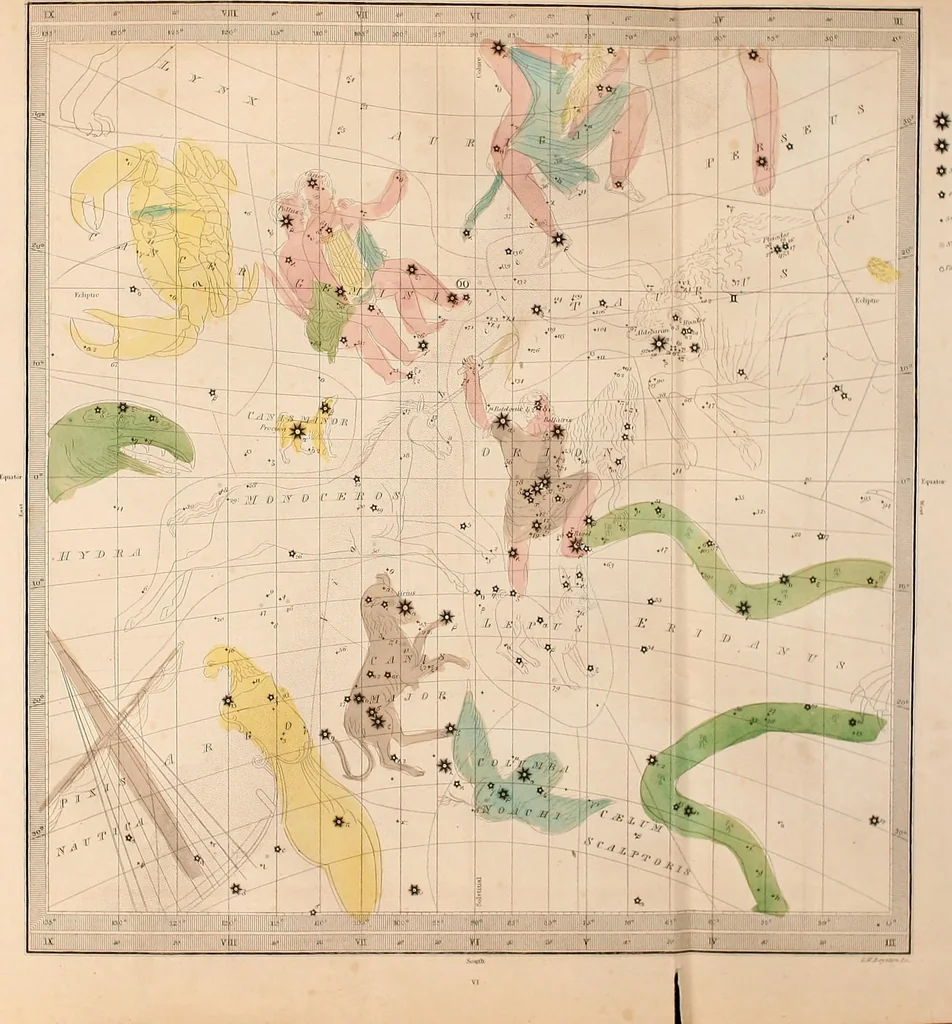 An illustration from The wonders of the heavens, being a popular view of astronomy, including a full illustration of the mechanism of the heavens; embracing the sun, moon, and stars, with descriptions of the planets, comets, fixed stars, double stars, the constellations, the galaxy, or milky-way, the zodiacal light, aurora borealis, or norhtern lights, meteors, clouds, falling stars, aërolites, &c, 1837, leaf 86
