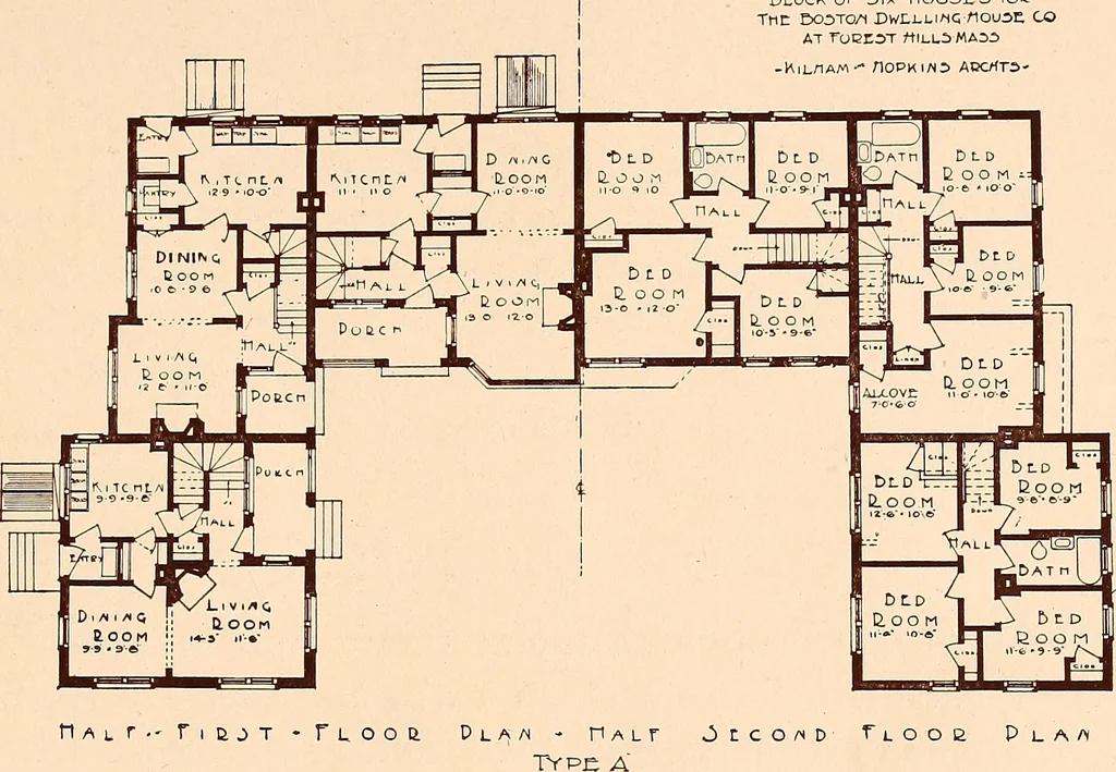 An illustration from Woodbourne : a description of single and semi-detached houses offered at this attractive site by the Boston Dwelling House Company, 1913, leaf 16
