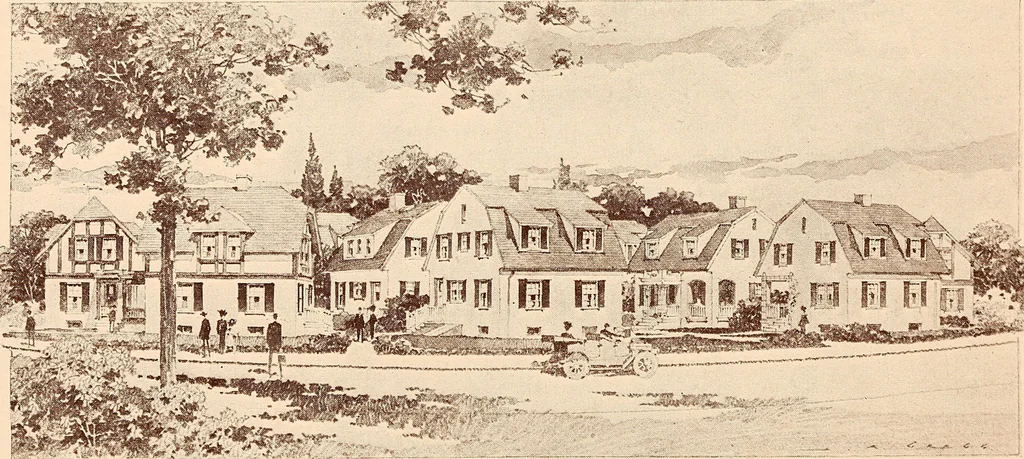 An illustration from Woodbourne : a description of single and semi-detached houses offered at this attractive site by the Boston Dwelling House Company, 1913, leaf 24
