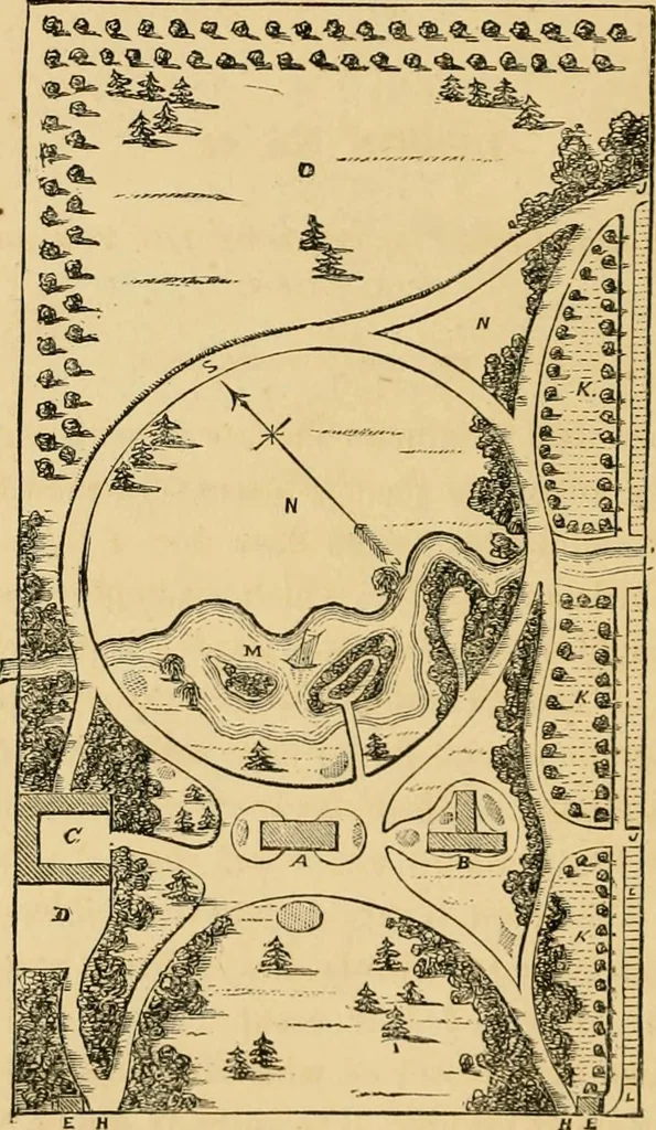 An illustration from Woodward's architecture and rural art : landscape gardening, and rural art, 1867, leaf 117