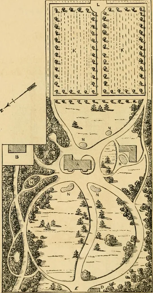 An illustration from Woodward's architecture and rural art : landscape gardening, and rural art, 1867, leaf 85