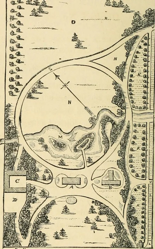 An illustration from Woodward's architecture, landscape gardening, and rural art. no. I.--1867 [-no. II.--1868], 1872, leaf 117