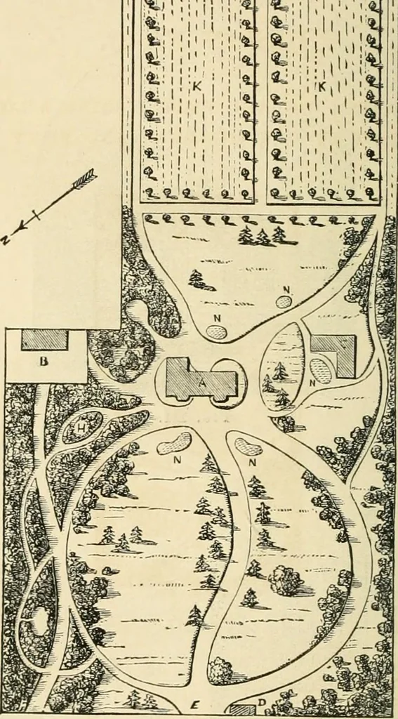 An illustration from Woodward's architecture, landscape gardening, and rural art. no. I.--1867 [-no. II.--1868], 1872, leaf 85