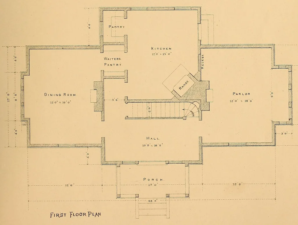 An illustration from Woodward's national architect; containing ... original designs, plans and details, to working scale, for the practical construction of dwelling houses for the country, suburb and village.With full and complete sets of specifications and an estimate of the cost of each design, 1869, leaf 159