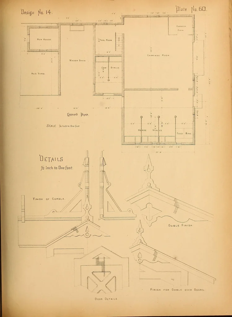 An illustration from Woodward's national architect; containing ... original designs, plans and details, to working scale, for the practical construction of dwelling houses for the country, suburb and village.With full and complete sets of specifications and an estimate of the cost of each design, 1869, leaf 171