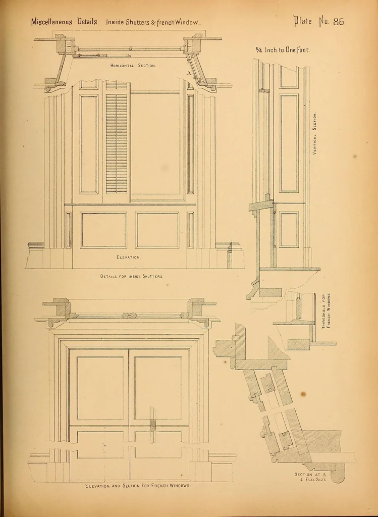 An illustration from Woodward's national architect; containing ... original designs, plans and details, to working scale, for the practical construction of dwelling houses for the country, suburb and village.With full and complete sets of specifications and an estimate of the cost of each design, 1869, leaf 237