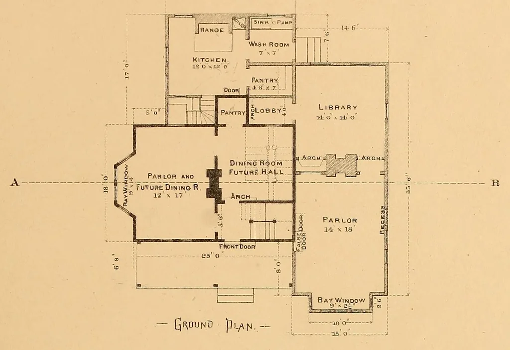 An illustration from Woodward's national architect; containing ... original designs, plans and details, to working scale, for the practical construction of dwelling houses for the country, suburb and village.With full and complete sets of specifications and an estimate of the cost of each design, 1869, leaf 63
