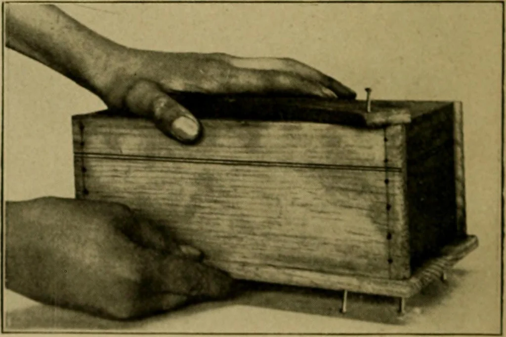 An illustration from Woodwork for the grades, for use in manual training classes; fully illustrated with three hundred half-tone engravings from actual shop practice, and many working drawings of educational shop problems, 1913, leaf 213
