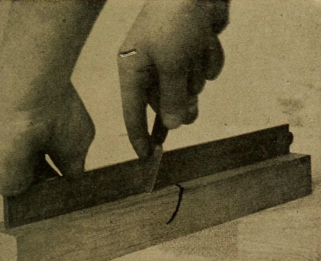 An illustration from Woodwork for the grades, for use in manual training classes; fully illustrated with three hundred half-tone engravings from actual shop practice, and many working drawings of educational shop problems, 1913, leaf 56