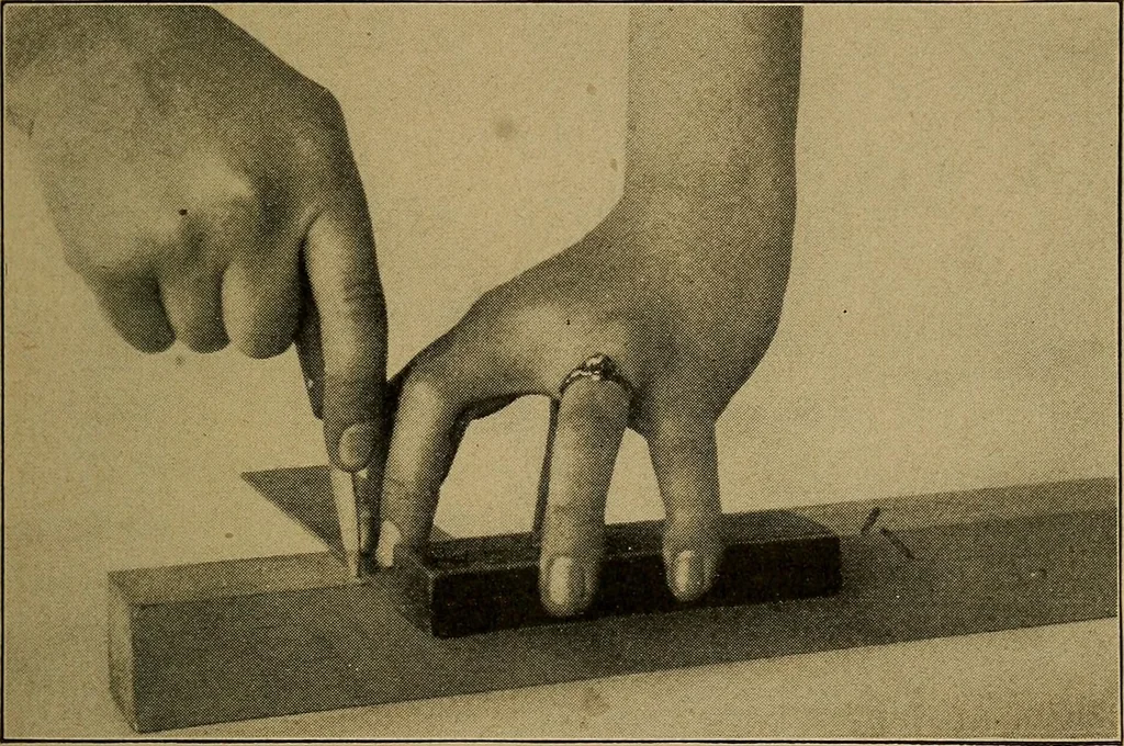 An illustration from Woodwork for the grades, for use in manual training classes; fully illustrated with three hundred half-tone engravings from actual shop practice, and many working drawings of educational shop problems, 1913, leaf 58