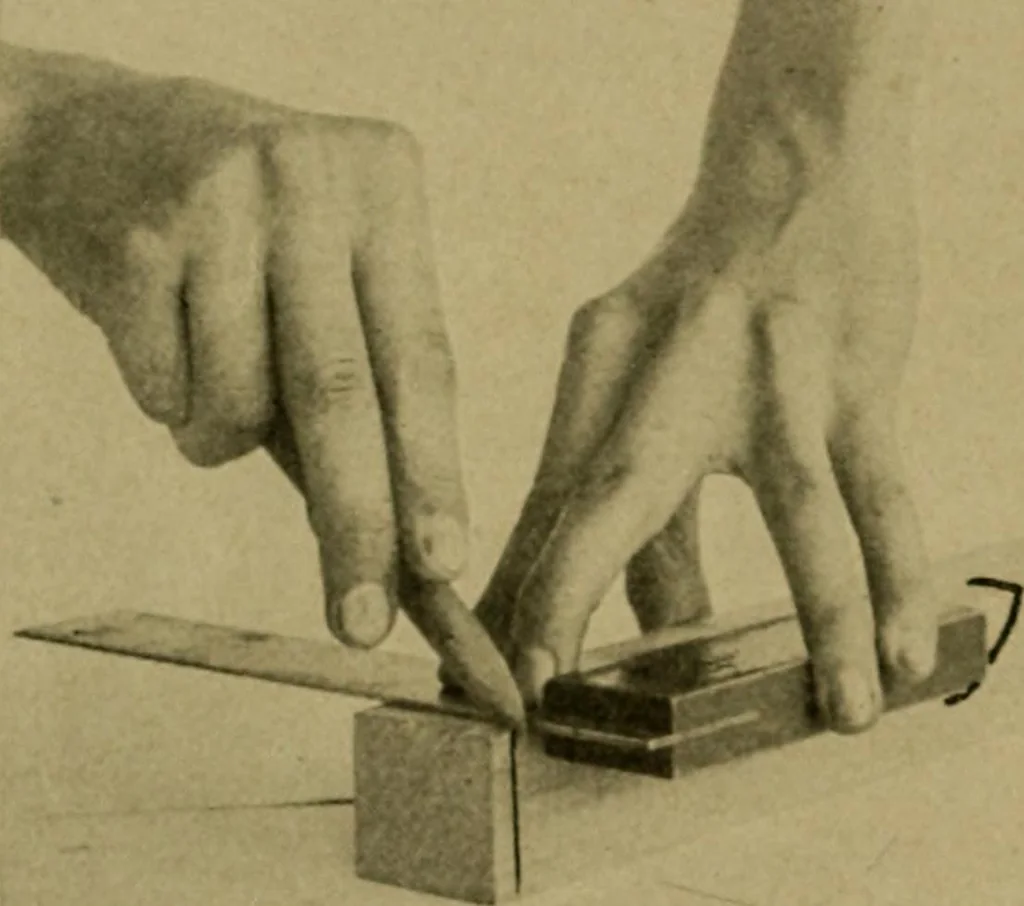 An illustration from Woodwork for the grades, for use in manual training classes; fully illustrated with three hundred half-tone engravings from actual shop practice, and many working drawings of educational shop problems, 1913, leaf 61