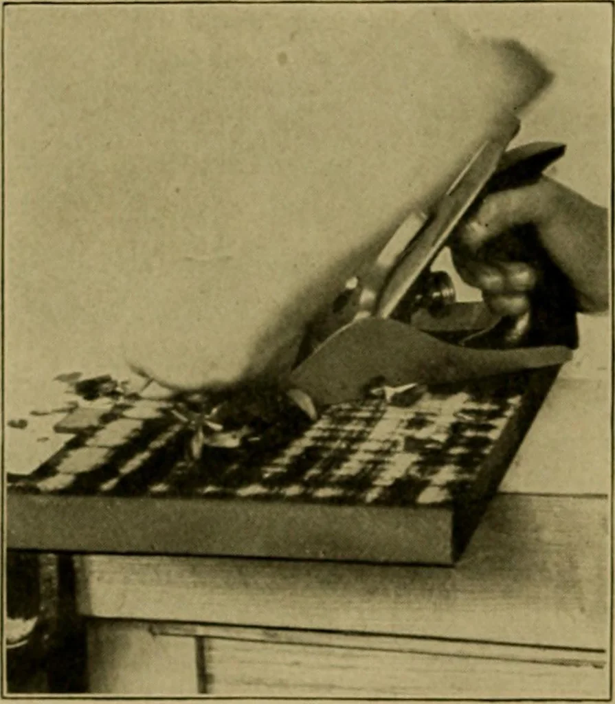 An illustration from Woodwork for the grades, for use in manual training classes; fully illustrated with three hundred half-tone engravings from actual shop practice, and many working drawings of educational shop problems, 1913, leaf 97