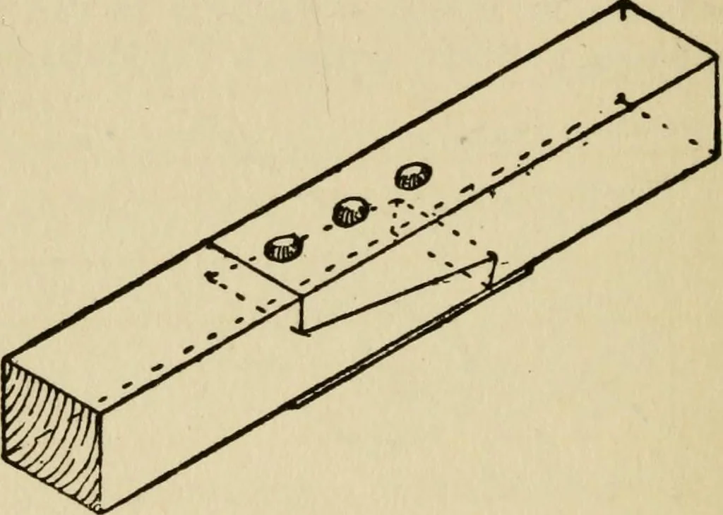 An illustration from Woodwork joints; how they are set out, how made and where used; with four hundred and thirty illustrations and a complete index of eleven hundred references, 1921, leaf 101
