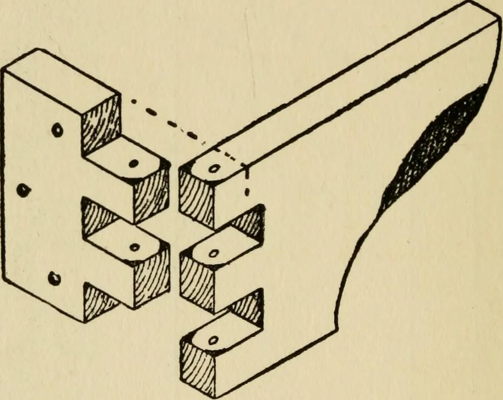 An illustration from Woodwork joints; how they are set out, how made and where used; with four hundred and thirty illustrations and a complete index of eleven hundred references, 1921, leaf 117