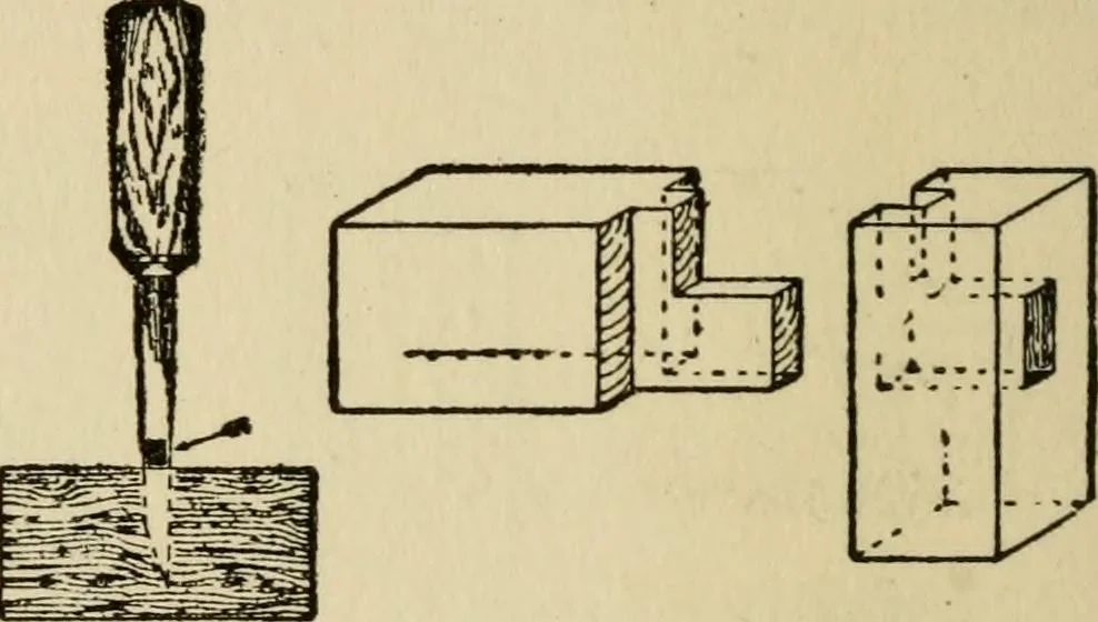 An illustration from Woodwork joints; how they are set out, how made and where used; with four hundred and thirty illustrations and a complete index of eleven hundred references, 1921, leaf 65