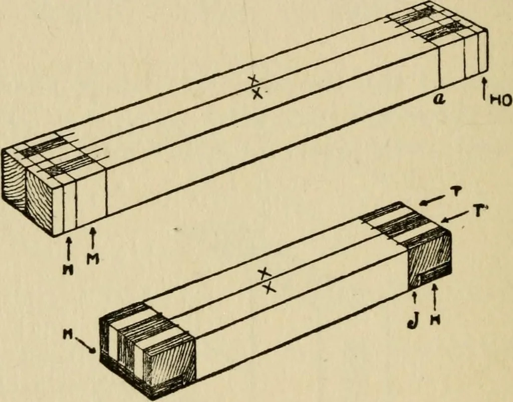An illustration from Woodwork joints; how they are set out, how made and where used; with four hundred and thirty illustrations and a complete index of eleven hundred references, 1921, leaf 79