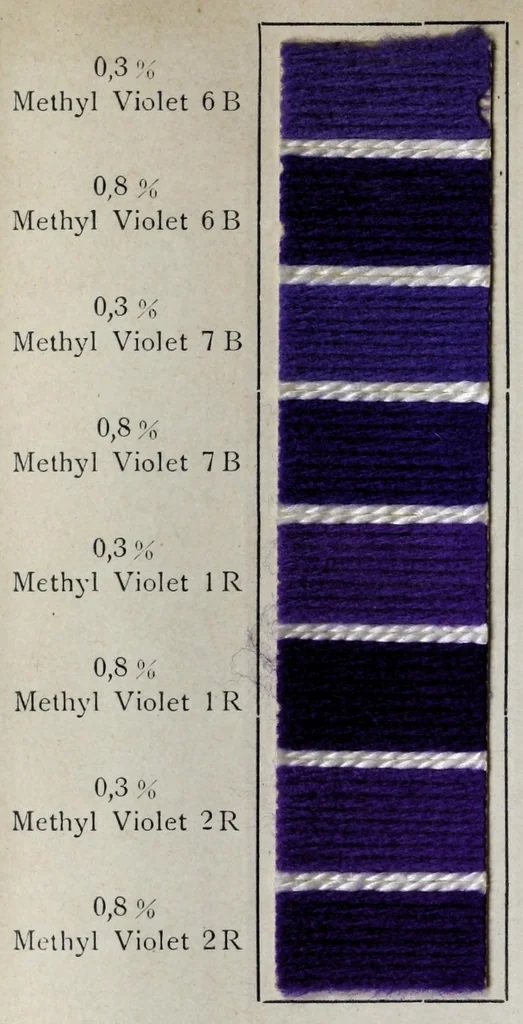 An illustration from Wool colours of the Farbenfabriken vorm. Friedr. Bayer & Co., Elberfeld, 1907, leaf 54