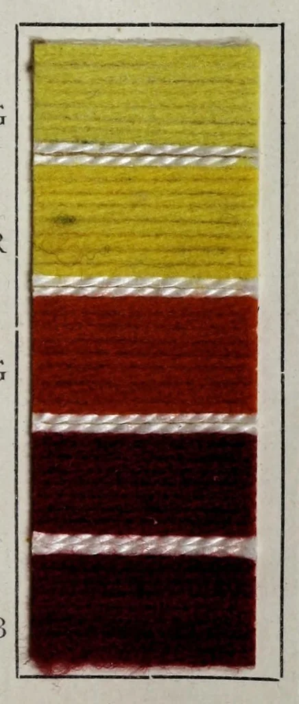 An illustration from Wool colours of the Farbenfabriken vorm. Friedr. Bayer & Co., Elberfeld, 1907, leaf 57
