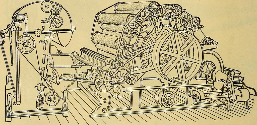 An illustration from Woolen and worsted fabrics glossary; containing instructions for the manufacture of every known grade and variety of woolen and worsted fabrics .., 1914, leaf 21