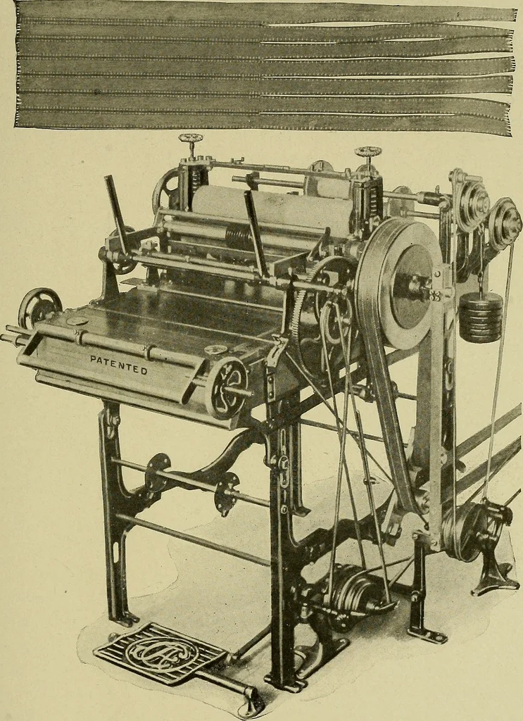 An illustration from Woolen and worsted finishing; a practical manual of instruction in the methods and machinery used in finishing woolen and worsted goods in general, and the processes involved in the special treatment of all types of standard fabrics, 1909, leaf 102