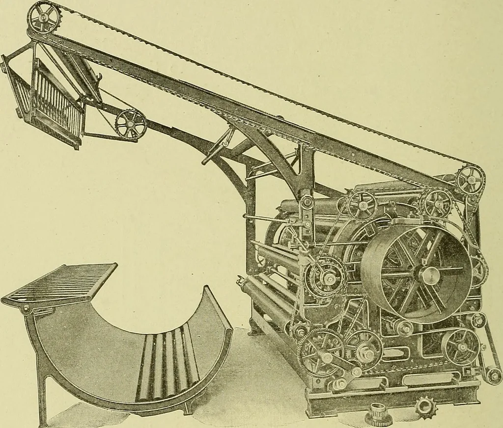 An illustration from Woolen and worsted finishing; a practical manual of instruction in the methods and machinery used in finishing woolen and worsted goods in general, and the processes involved in the special treatment of all types of standard fabrics, 1909, leaf 105
